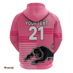 custom text and number penrith panthers rugby hoodie proud the panthers comeback pink