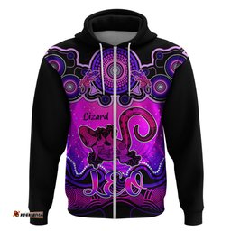personalised australia leo lizard zodiac hoodie auz astrology aboriginal magenta