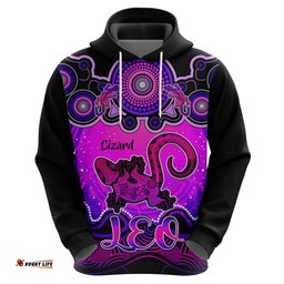 personalised australia leo lizard zodiac hoodie auz astrology aboriginal magenta