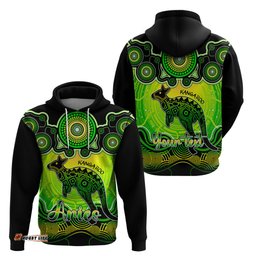personalised australia aries kangaroo zodiac hoodie auz astrology aboriginal green