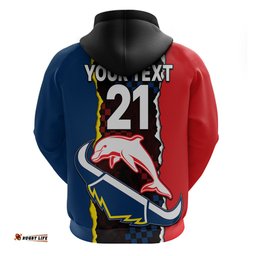 custom text and number nrl combine dolphins and cowboys hoodie