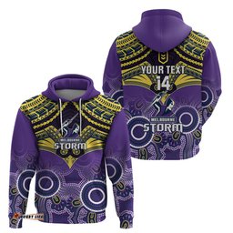 personalised storm rugby hoodie go melbourne aboriginal mix polynesian pattern