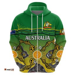 custom text and number australia cricket hoodie aboriginal dots style