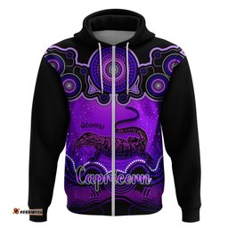 personalised australia capricorn goanna zodiac hoodie auz astrology aboriginal purple