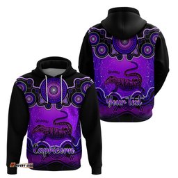personalised australia capricorn goanna zodiac hoodie auz astrology aboriginal purple