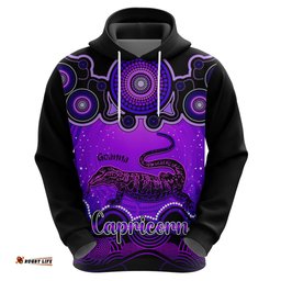 personalised australia capricorn goanna zodiac hoodie auz astrology aboriginal purple