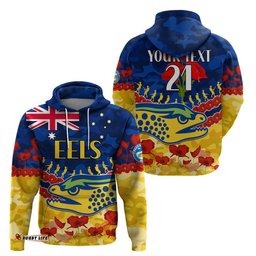 custom text and number eels rugby anzac hoodie lest we forget