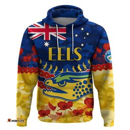 custom text and number eels rugby anzac hoodie lest we forget
