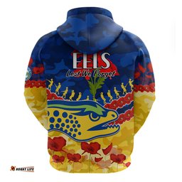 eels rugby anzac hoodie lest we forget