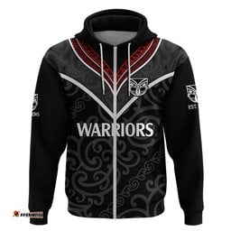 custom text and number new zealand warriors rugby hoodie proud to maori warriors