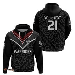 custom text and number new zealand warriors rugby hoodie proud to maori warriors