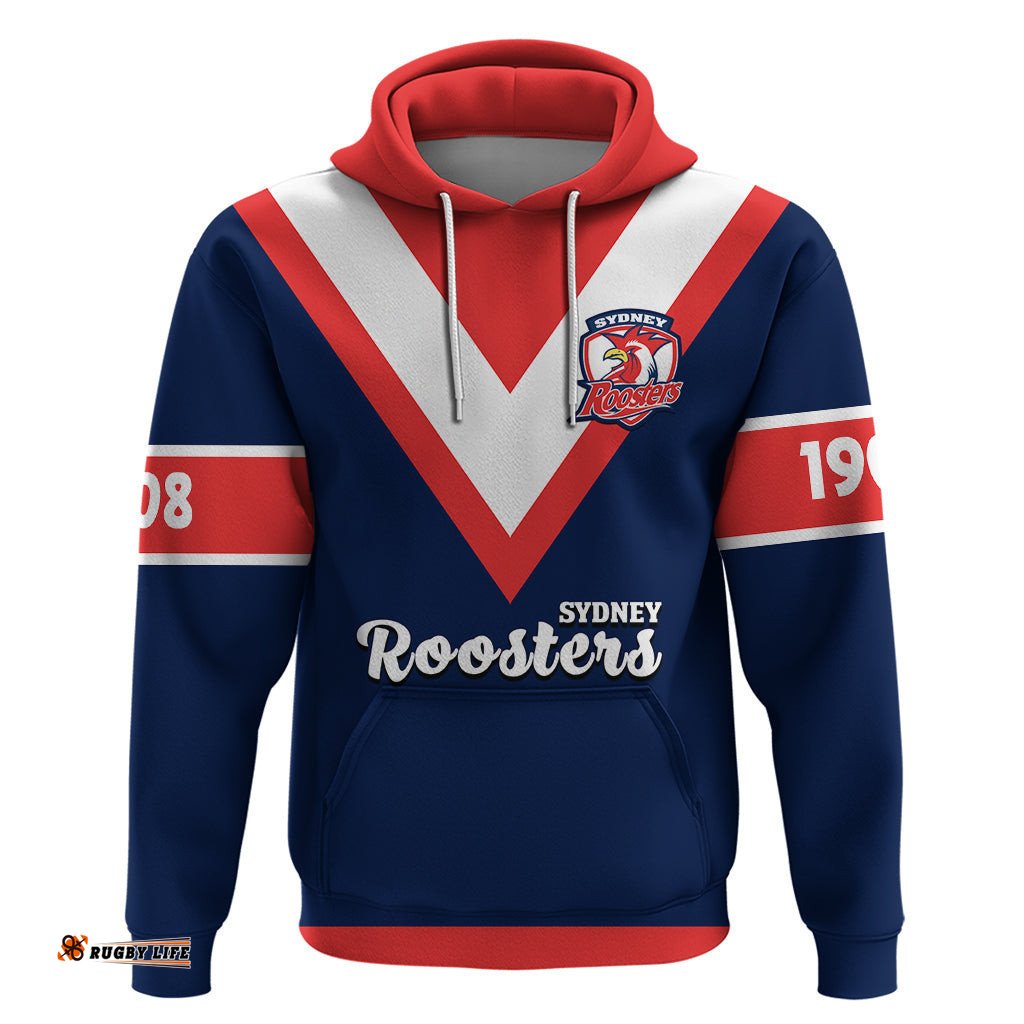 personalised roosters rugby hoodie tricolours 1908 sporty version