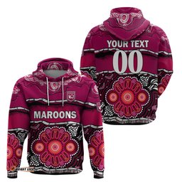 custom text and number maroons rugby hoodie aboriginal queensland state of origin