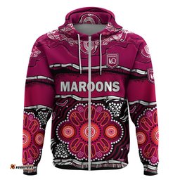 custom text and number maroons rugby hoodie aboriginal queensland state of origin