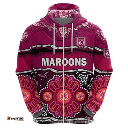 custom text and number maroons rugby hoodie aboriginal queensland state of origin
