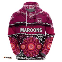 custom text and number maroons rugby hoodie aboriginal queensland state of origin