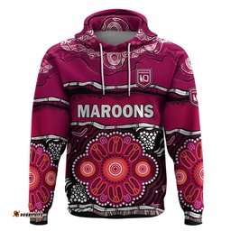 custom text and number maroons rugby hoodie aboriginal queensland state of origin