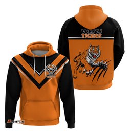wests tigers rugby hoodie orange simple style