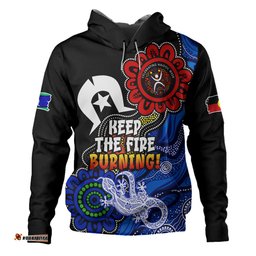 australia hoodie naidoc week 2024 indigenous keep the fire burning aboriginal dot art painting