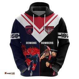 personalised melbourne and essendon football hoodie demons mix bombers sporty version