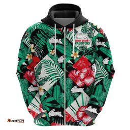 custom personalised rabbitohs rugby hoodie fashion tropical jungle flowers