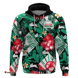 custom personalised rabbitohs rugby hoodie fashion tropical jungle flowers