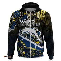 nrl combine dolphins and cowboys hoodie aboriginal