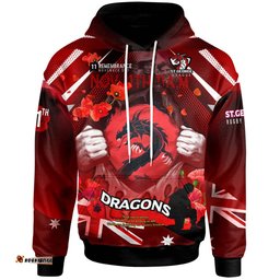 australia st.george hoodie - custom st.george remembrance day lest we forget poppies hoodie