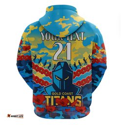 custom text and number titans rugby anzac hoodie lest we forget