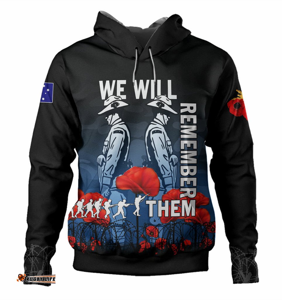 australia anzac day hoodie anzac day soldier we will remember them hoodie blue