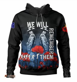 australia anzac day hoodie anzac day soldier we will remember them hoodie blue