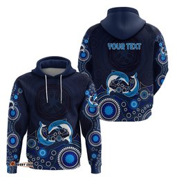 australia aboriginal hoodie dolphin dark blue