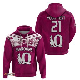 custom text and number queensland maroon rugby hoodie origin queensland sporty style