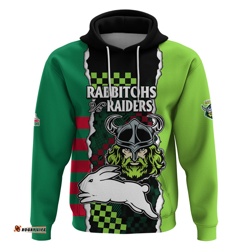 nrl combine rabbitohs and raiders hoodie sporty style