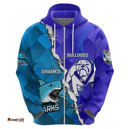 perspnalised sharks and bulldogs rugby hoodie sporty style
