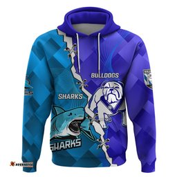 perspnalised sharks and bulldogs rugby hoodie sporty style