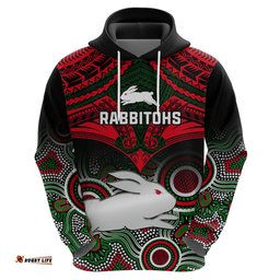 personalised rabbitohs rugby hoodie souths 1908 aboriginal mix polynesian pattern