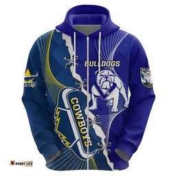 custom personalised bulldogs mix cowboys rugby hoodie sporty style