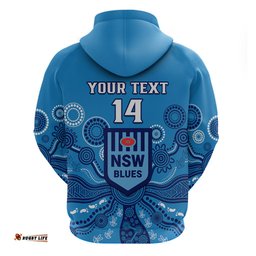 personalised nsw rugby hoodie blues aboriginal art