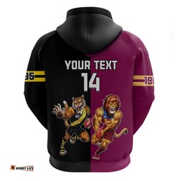 personalised richmond and brisbane lions football hoodie sporty version