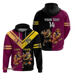 personalised richmond and brisbane lions football hoodie sporty version