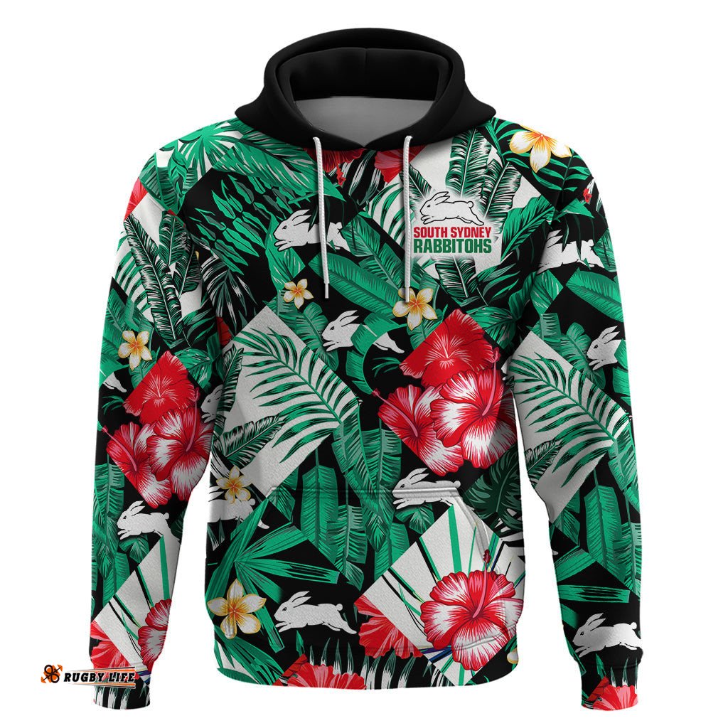 rabbitohs rugby hoodie fashion tropical jungle flowers