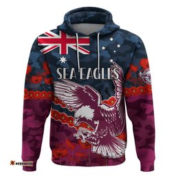 sea eagles rugby anzac hoodie lest we forget