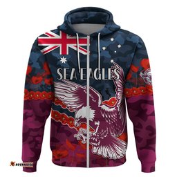sea eagles rugby anzac hoodie lest we forget