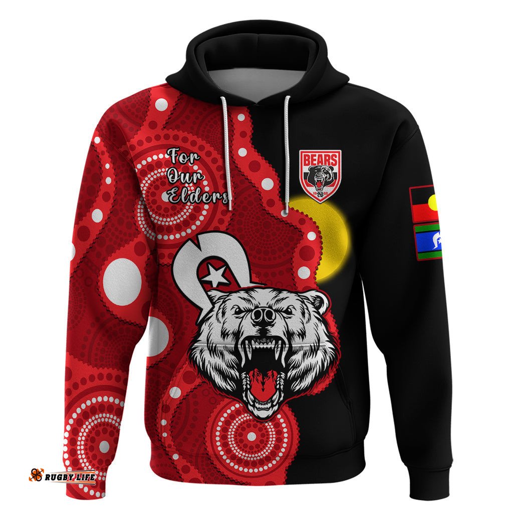 custom text and number north sydney rugby naidoc hoodie bears indigenous for our elders
