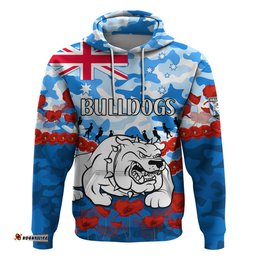 bulldogs rugby anzac hoodie lest we forget