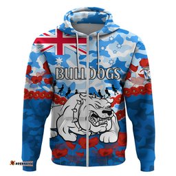 bulldogs rugby anzac hoodie lest we forget