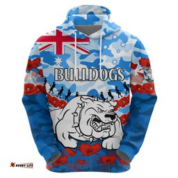 bulldogs rugby anzac hoodie lest we forget