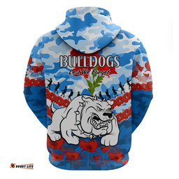 bulldogs rugby anzac hoodie lest we forget
