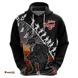 custom personalised aotearoa anzac day hoodie maori fern with poppy vibe